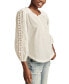 Фото #4 товара Women's Cotton Eyelet-Embroidered 3/4-Sleeve Top