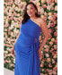 Plus Size One-Shoulder Draped Jersey Gown