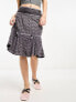 Фото #1 товара Reclaimed Vintage washed midi skirt with ribbon and bow detail