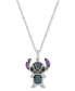 ფოტო #1 პროდუქტის Multicolor Diamond Stitch 18" Pendant Necklace (1/6 ct. t.w.) in Sterling Silver