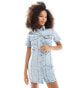 Фото #2 товара ASOS DESIGN mini denim fitted shirt dress in lightwash blue