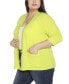 ფოტო #4 პროდუქტის Black Label Plus Size Embellished Open-Front Knit Cardigan Sweater