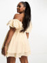 ASOS LUXE Curve one shoulder cotton dress with corset detail and ruffles in stone TBC, EU 56 - фото #5