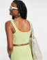 Фото #4 товара ASOS DESIGN co-ord knitted wide rib crop top in green