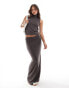 Фото #2 товара Vero Moda mix & match ribbed jersey crop top co-ord in taupe grey