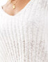 Mango open weave v neck jumper in white