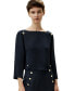 Фото #1 товара Dubrovnik 3/4 Sleeved Silk Top With Button Accents for Women