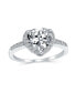 ფოტო #1 პროდუქტის Classic Romantic 3CT AAA CZ Solitaire Heart Shaped Engagement Ring For Women Thin Pave Cubic Zirconia Band Promise Ring .925 Sterling Silver