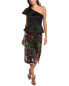 Фото #1 товара Платье средней длины Marchesa Notte Peplum для женщин черного цвета