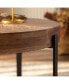 Фото #6 товара 33.86"Modern Retro Splicing Round Coffee Table, Fir Wood Table Top With Black Cross Legs Base