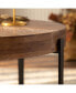 33.86"Modern Retro Splicing Round Coffee Table, Fir Wood Table Top With Black Cross Legs Base