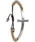 Фото #1 товара Two-Tone Cross Pendant Beaded Bracelet