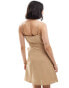 Фото #4 товара Vila linen touch wrap front cami mini dress in camel