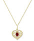ფოტო #1 პროდუქტის Lab-Grown Ruby (3/4 ct. t.w.) & Lab-Grown White Sapphire (3/8 ct. t.w.) Openwork Heart 18" Pendant Necklace in 14k Gold-Plated Sterling Silver