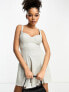 Фото #3 товара ASOS DESIGN cami cupped glitter a-line mini dress in silver sparkle