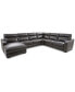 Фото #3 товара Gabrine 6-Pc. Leather Sectional with 2 Power Headrests & Chaise, Created for Macy's