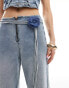 Simmi straight leg jean with corsage belt co-ord in light wash blue