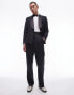 Topman premium straight high waisted relaxed wool rich tux suit trousers in black Черный, W32 Long - фото #2