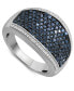 ფოტო #1 პროდუქტის Blue Diamond (7/8 ct. t.w.) & White Diamond (1/8 ct. t.w.) Pavé Ring in Sterling Silver