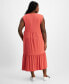 ფოტო #2 პროდუქტის Plus Size Solid Tiered Sleeveless Midi Dress