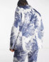 Twisted Tailor judd suit jacket in white with blue ink floral print