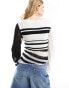 COLLUSION slash neck stripe jumper in black and white 36 - фото #6