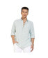Фото #1 товара Men's White & Green Horizontal Chalk Striped Shirt