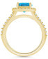 Фото #3 товара Blue Topaz (2-3/8 ct. t.w.) and Diamond (1/2 ct. t.w.) Halo Ring in 14K Yellow Gold