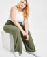 ფოტო #4 პროდუქტის Trendy Plus Size High Rise Cotton Gauze Wide-Leg Pants