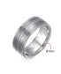 Wide Silver Tone Double Grooved Brushed Matte Titanium Wedding Band Ring For Men Comfort Fit 8MM