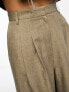 Miss Selfridge tailored slouchy wide leg trouser in khaki fleck 34 - фото #7