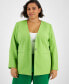 Plus Size Bi-Stretch Collarless One-Button Blazer, Created for Macy's