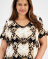 Plus Size Lush Print V-Neck Top, Created for Macy's
