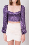Фото #13 товара Женская укороченная блузка с длинным объемным рукавом и геометричным вырезом Factory Price