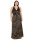 ფოტო #1 პროდუქტის Plus Size Pleated Metallic Halter Gown