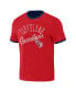Фото #2 товара Men's Darius Rucker Collection by Navy, Red Distressed Cleveland Guardians Two-Way Ringer Reversible T-shirt