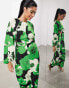 Фото #2 товара ASOS EDITION volume sleeve cut out detail midi dress in green floral print