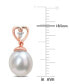 ფოტო #3 პროდუქტის Cultured South Sea Oval Pearl (8-9mm) & White Topaz Accent Heart Drop Earrings in Rose-Tone Sterling Silver