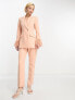 Фото #3 товара ASOS DESIGN nipped waist tuxedo suit blazer with fringe cuff in apricot
