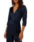 ფოტო #3 პროდუქტის Women's Faux-Wrap Wide-Leg Jumpsuit