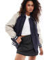 Lioness collegiate collar detail bomber jacket with contrast sleeves in navy Синий, XL - EU 42 - фото #1