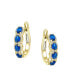 ფოტო #2 პროდუქტის Sterling Silver 14K Gold Plated Cubic Zirconia Oblong Hoop Spring Lock Earrings.