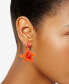 Gold-Tone Cubic Zirconia Color Flower Statement Earrings