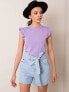 Фото #12 товара Женская блузка приталенного кроя с коротким рукавом фиолетовая Factory Price