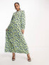 Vero Moda Aware keyhole maxi dress in green floral print