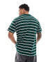 Brave Soul oversized high neck stripe t-shirt in dark green & white grün, S - 91-97 CM - фото #4