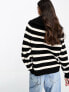 Фото #5 товара Miss Selfridge stripe knit half zip jumper in black stripe