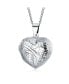 ფოტო #1 პროდუქტის Simple Plain Keepsake Domed Puff carved Leaf Heart Shaped Photo Locket For Women Holds Photos Pictures Silver Necklace Pendant Large