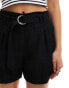 Morgan buckle detail tailored shorts in black