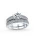 ფოტო #1 პროდუქტის 1.5CT Round Solitaire 6 Prong Milgrain AAA CZ Pave Anniversary Engagement Wedding Band Ring Set For Women .925 Sterling Silver Customizable